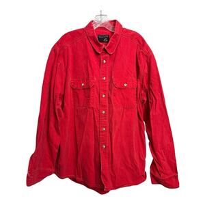 Vintage Rattlers Brand Shirt Mens Red Canvas Button Up Read